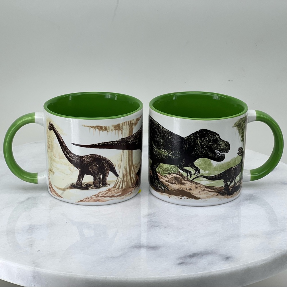 Vintage Dinosaur Mug Set 2 Unemployed Philosophers Guild Disappearing With Heat